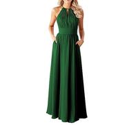 YIANN Robes de demoiselle d'honneur de mariage, dos nu, sans manches, en mousseline de soie, robes de soirée longues avec poches, vert émeraude, 40