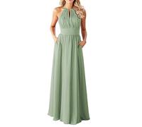 YIANN Robes de demoiselle d'honneur de mariage, dos nu, sans manches, en mousseline de soie, robes de soirée longues avec poches, vert sauge, 52 Grande taille