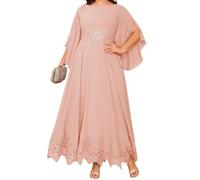 YIANN Robes de Mère du Marié en Rose Poudré pour Femmes, Grande Taille, en Mousseline, Robe de Soirée Formelle avec Manches, UK20