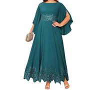 YIANN Robes Teal pour Mère du Marié pour Femmes, Grande Taille, en Mousseline, Robe de Soirée Formelle avec Manches, UK20