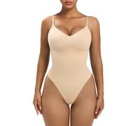 YIANNA Body gainant pour femme - Contrôle du ventre - Sans couture - Sculptant - Taille arrachée - String ou culotte, Beige (rembourré), XXS/XS