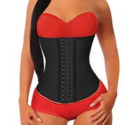 YIANNA Femme Gaine Amincissante Ventre Plat Latex Corset Minceur Waist Trainer Sport Body Gainant Serre Taille Bustier Noir U37G L