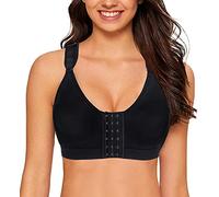 YIANNA Femme Soutien Gorge Post Operatoire Sport Fermeture Devant sans Armature Brassiere Yoga sans Couture Noir, 128 Size 2XL