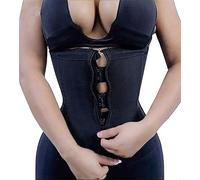 YIANNA Gaine Ventre Plat Femme Corset Minceur Waist Trainer Ceinture Amincissante Sudation Latex Body Gainant Sculptant Noir Zipper L 2219