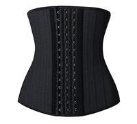 YIANNA Latex Corset Femme Gaine Amincissante Ventre Plat Waist Trainer Ceinture Minceur Body Gainant Sport Training 25 Os Acier Squelette Noir 20173 L