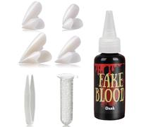 Yi'antai 4 Paires Dents de Vampire, Fausse Dent Vampire avec Pellets de Colle, Dents Zombie, Dent de Vampire Adulte Enfant avec 60ml Spray Faux Sang, Dents Vampire Decoration (C)