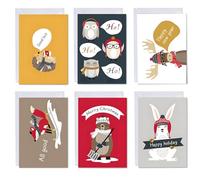 Yi'antai Carte de Voeux Noel, 12 Pièces Cartes de Noël, Cartes Vœux pour Noël avec 12 Enveloppes et 12 Autocollants Carte d'arbre de Noël Père Noël bonhomme de Neige pour Noël