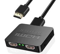 Yiany Répartiteur HDMI 1 entrée 2 sorties 4K 3D Adaptateur Distributeur HDMI 1 à 2 voies pour moniteurs doubles, hub câble 2 ports pour PS3/4, Xbox, Sky, DVD, HDTV, projecteur