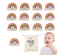 Yianyal Arc-en-ciel étapes mensuelles pour bébé - Panneaux en bois pour bébé - Annonce colorée du mois de bébé, cartes d'étapes mensuelles pour bébé