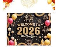 Yianyal Bannière Bonne Année,2026 Grand D'écran Veille Vacances,Fonds D'écran Bonne Année Décoration À La Maison - Pour Intérieur Extérieur Salon Garage Bureau Grange Poste Photo