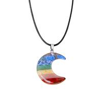 Yianyal Collier spirituel Luna, pendentif pendentif lune | Collier ras du cou avec pendentif en pierre - Cristaux naturels lunaires colorés, collier en pierres avec pendentif ,