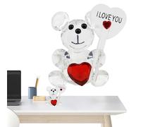 Yianyal Figurine d'ours en cristal, décoration en verre taillé à collectionner | I Love You Sign Figurine d'animal en cristal, jolie décoration en verre avec cœur rouge pour la maison, la table