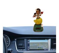 Yianyal Ornements de Voiture pour Tableau de Bord - Poupée hawaïenne Miniature - Jouet pour Tableau de Bord - Tête secouante - Figurine de Collection à énergie Solaire - Accessoire d'intérieur de