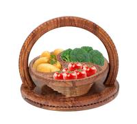 Yianyal Paniers pliants pour noix de pain, panier pliable pour fruits secs,Panier de fruits pliable décoratif en bois à 4 compartiments - Bol en bois pour bonbons, noix