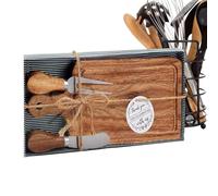 Yianyal Planche à Charcuterie Set | Plateau Apéritif,Planche à Découper en Bois avec Couverts et Étiquette Merci Carrée pour Réunion Familiale Anniversaire Housewarming