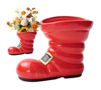 Yianyal Pot de botte de Père Noël, porte-fleurs rouge pour compositions, pot floral en forme de botte, pour table, intérieur, maison, Noël, fête, anniversaire, mariage, bureau, etc