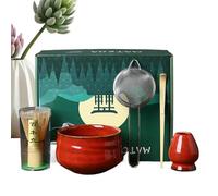 Yianyal Set de fouet Macha, fouet et bol Matcha,Ensemble de bol et fouet à matcha de 5 pièces - Ensemble de matcha avec fouet et bol pour famille, amis, maison, Noël