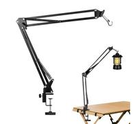 Yianyal Support de lumière de camping pliable,Support pliable pour tige lumineuse avec pince | Crochet universel pour lampe de poche avec tige réglable pour randonnée d'escalade