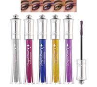 YIBABY Lot de 5 mascaras à paillettes colorées - Étanches - Paillettes - Longue durée - Pas de floraison - Formule nourrissante - Volume et curling - Extension du maquillage des yeux