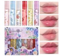 YIBABY Lot de 6 flacons d'huile à lèvres roller, brillants à lèvres hydratants et nourrissants infusés de fleurs, maquillage pour enfants et adolescents, non toxique, adapté aux enfants, cadeau de