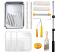 YiBaiBrush Kit de rouleau de peinture avec rallonge - 17 pièces - Kit complet de peinture pour murs et plafonds - Plateau de peinture de 22,9 cm - Rouleaux de 22,9 cm et 10,2 cm - Pinceau et