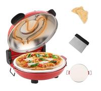YIBAKE Four à Pizza Électrique, Cuit une Pizza en 4 minutes, Plaque en Pierre Réfractaire de 31cm, Max 420°C Four a Pizza, 1200W, Pelle à Pizza, Grattoir et Recettes inclus, Rouge