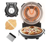 YIBAKE Four Pizza Electrique, Cuit une Pizza en 4 minutes, Pierre à pizza de Φ 31cm, Max 420°C Four a Pizza, 1200W, Pelle à Pizza, Grattoir et Recettes inclus