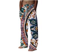 YIBIMOTTO Pantalon décontracté ample pour homme avec cordon de serrage et taille élastique - Pantalon de yoga fantaisie pour l'été, la plage - Pantalon cargo