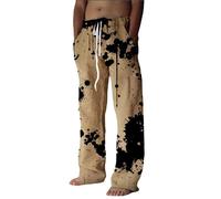 YIBIMOTTO Pantalon décontracté ample pour homme avec cordon de serrage et taille élastique - Pantalon de yoga fantaisie pour l'été, la plage - Pantalon cargo