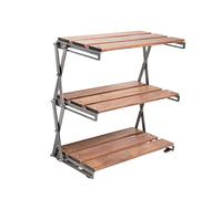 YIBIN Étagère de camping pliable en bois naturel, étagère de rangement multifonction pour intérieur et extérieur, avec sac de rangement, noir