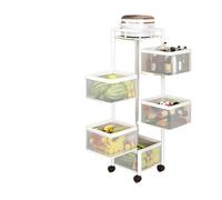 YIBIN Étagère de rangement rotative, multi-couches avec roulettes, étagère sur pied, étagère de rangement pour fruits, légumes, collations, étagère domestique multifonction pour salle de bain, salon