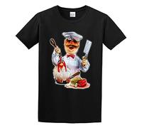 yibin Men's New The Muppet Swedish Chef Cooking Wurt The Purk Bork Men Black T Shirt Cotton T Shirt L