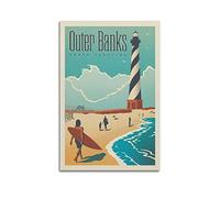 YIBIN Outer Banks Nc Affiche vintage décorative sur toile pour chambre à coucher 30 x 45 cm