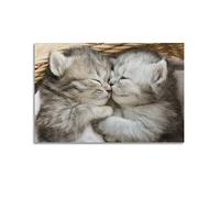 YIBIN Poster animal chaton qui se blottit ensemble - Peinture décorative sur toile - Impression d'art moderne pour chambre à coucher - 30 x 45 cm