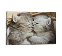 YIBIN Poster animal chaton qui se blottit ensemble - Peinture décorative sur toile - Impression d'art moderne pour chambre à coucher - 30 x 45 cm