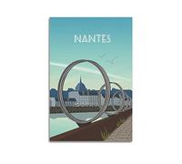 YIBIN Poster de voyage vintage Nantes - Impression sur toile - Décoration murale moderne pour chambre à coucher - 20 x 30 cm