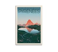 YIBIN Poster de voyage vintage Pyrénées - Peinture décorative sur toile - Décoration murale moderne pour chambre à coucher - 20 x 30 cm