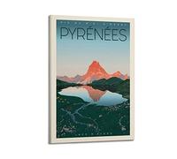 YIBIN Poster de voyage vintage Pyrénées - Peinture décorative sur toile - Impression d'art moderne pour chambre à coucher - 50 x 75 cm
