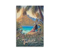 YIBIN Poster vintage de Tahiti - Peinture décorative sur toile - Poster mural et image d'art moderne pour chambre à coucher - 20 x 30 cm