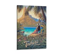 YIBIN Poster vintage de Tahiti - Peinture sur toile murale et image d'art moderne pour chambre à coucher - 30 x 45 cm