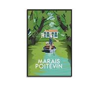 YIBIN Poster vintage Le Marais Poitevin - Peinture décorative sur toile - Impression d'art moderne pour chambre à coucher - 50 x 75 cm