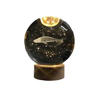 YIBIN Veilleuse LED en forme de boule de cristal 3D, base en bois massif, lampe de table USB, lampe décorative pour chambre d'enfant, bureau, cadeau pour garçons et filles, licorne