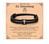 YIBONIKA Bracelet en forme de croix heureux - Cadeaux pour garçons pour un anniversaire, excellent cadeau pour les 13, 16, 18, 21 ans, adolescents, garçons, hommes, Cuir
