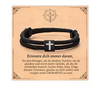 YIBONIKA Bracelet en forme de croix pour garçon, cadeau chrétien, idée de cadeau de baptême, cadeau d'anniversaire pour adolescent, fils, petit-fils, confirmation, première communion, Pâques