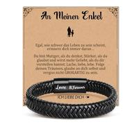 YIBONIKA Cadeau pour petit-fils de grand-mère - Bracelet en cuir « Ich Liebe Dich » - Cadeau pour mon petit-fils garçon, petit-fils - Cadeau de grands-parents pour un anniversaire, une remise de