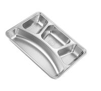 YIBOZI Assiette à manger en acier inoxydable, plateau de cafétéria multi-compartiments pour adultes, étudiants, maison, salle à manger, assiette à déjeuner divisée