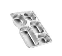 YIBOZI Assiette à manger en acier inoxydable, plateau de cafétéria multi-compartiments pour adultes, étudiants, maison, salle à manger, assiette à déjeuner divisée