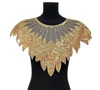 YIBOZI Broches brodées, perles et paillettes, col en dentelle brodée, panneau avant, embellissement tendance pour décoration de col