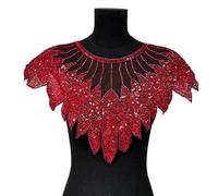 YIBOZI Broches brodées, perles et paillettes, col en dentelle brodée, panneau avant, embellissement tendance pour décoration de col