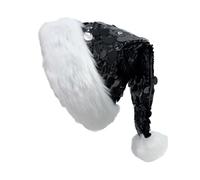 YIBOZI Chapeaux de Noël à paillettes, chapeau de Père Noël avec paillettes et bordure en peluche pour sapin de Noël, accessoire de fête festif